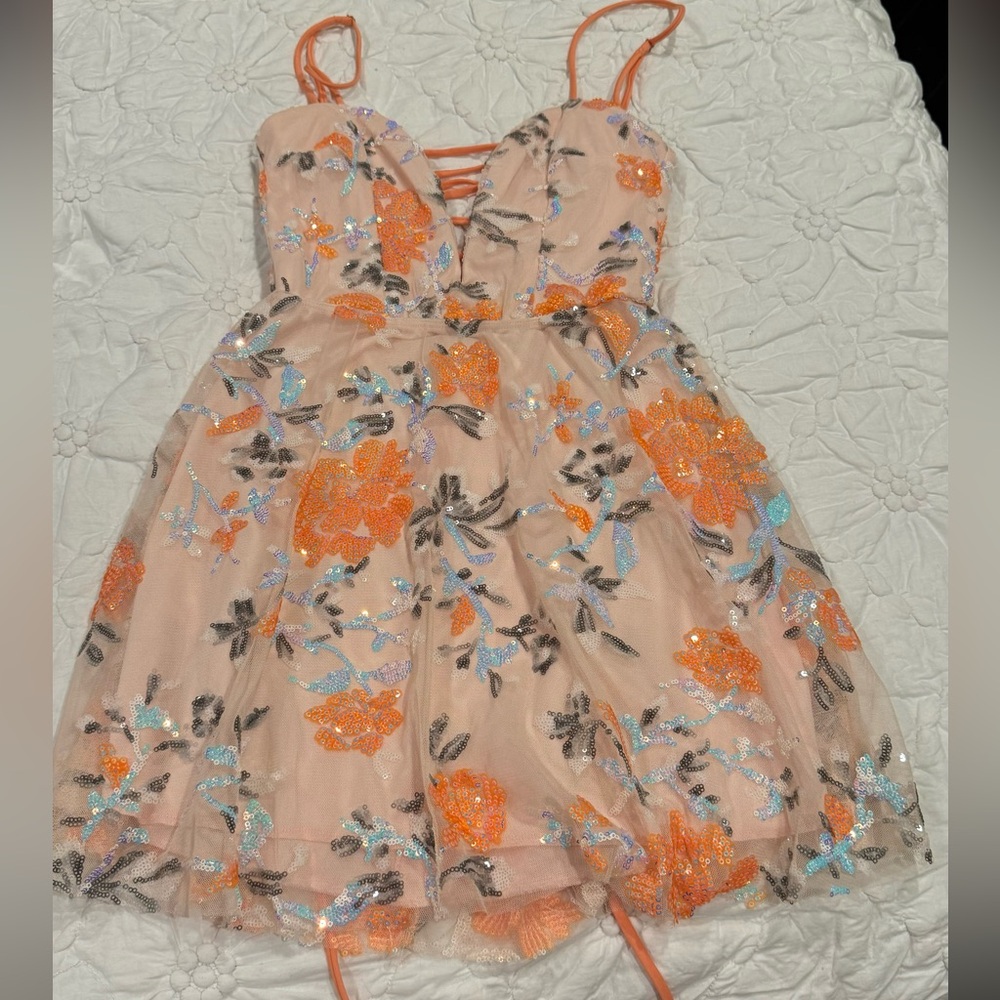 Lucy in the Sky deep v lace up dress